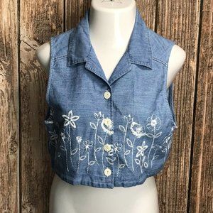 KDK Designs Vintage Denim Crop Shirt ~ Sz 10